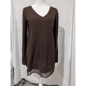 D. Exterior Women's Size Medium Made In Italy Brown Tunic Top Shirt Cotton EUC